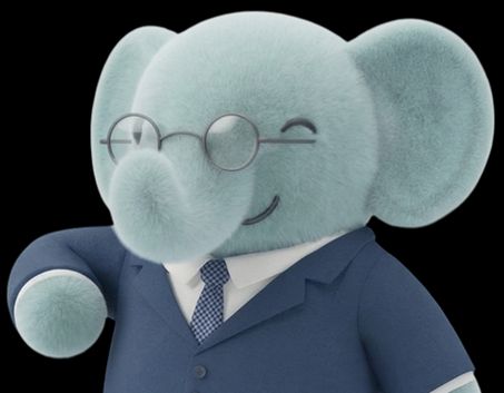 Elephant mascot with glasses